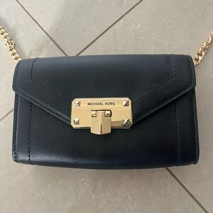NEW Michael Kors Black Leather Crossbody/ Belt Bag with Gold Hardware